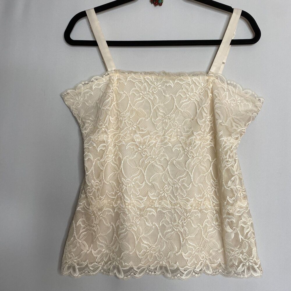 Coldwater Creek Ivory Lace Cami Tank Angelcore Y2K Whimsigoth Shabby Chic Med